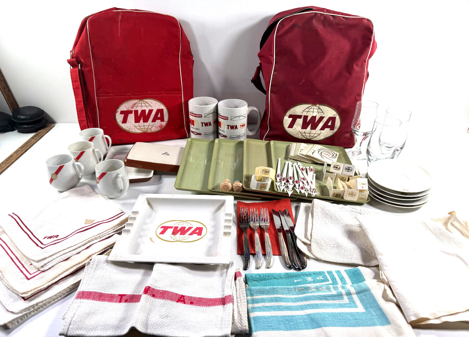 HUGE LOT TWA Airlines Memorabilia royal  ambassador GLASSES napkins MORE