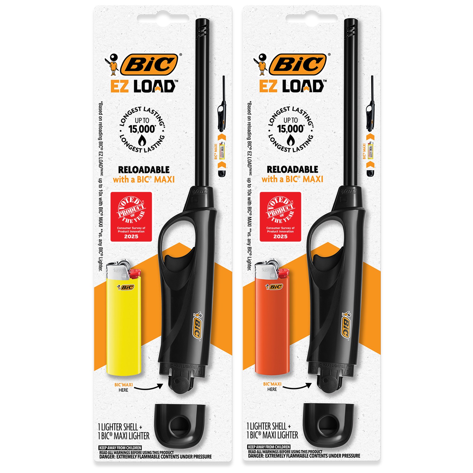 BIC EZ LOAD Lighter, Reloadable Multi Purpose Lighter, 2-Pack (Colors May Vary) BIC EZ LOAD Lighter, Reloadable Multi Purpose Lighter, 2-Pack (Colors May Vary)