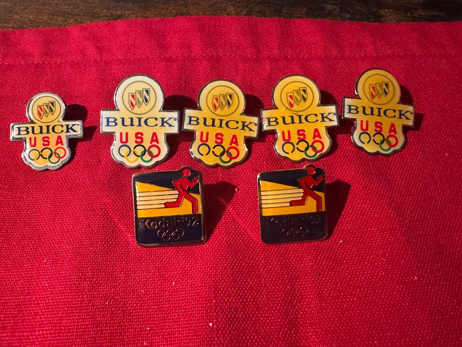Lot of 7 Olympic Pins - 2 Kodak 1992 Barcelona & 5 Buick 1988 Calgary Winter
