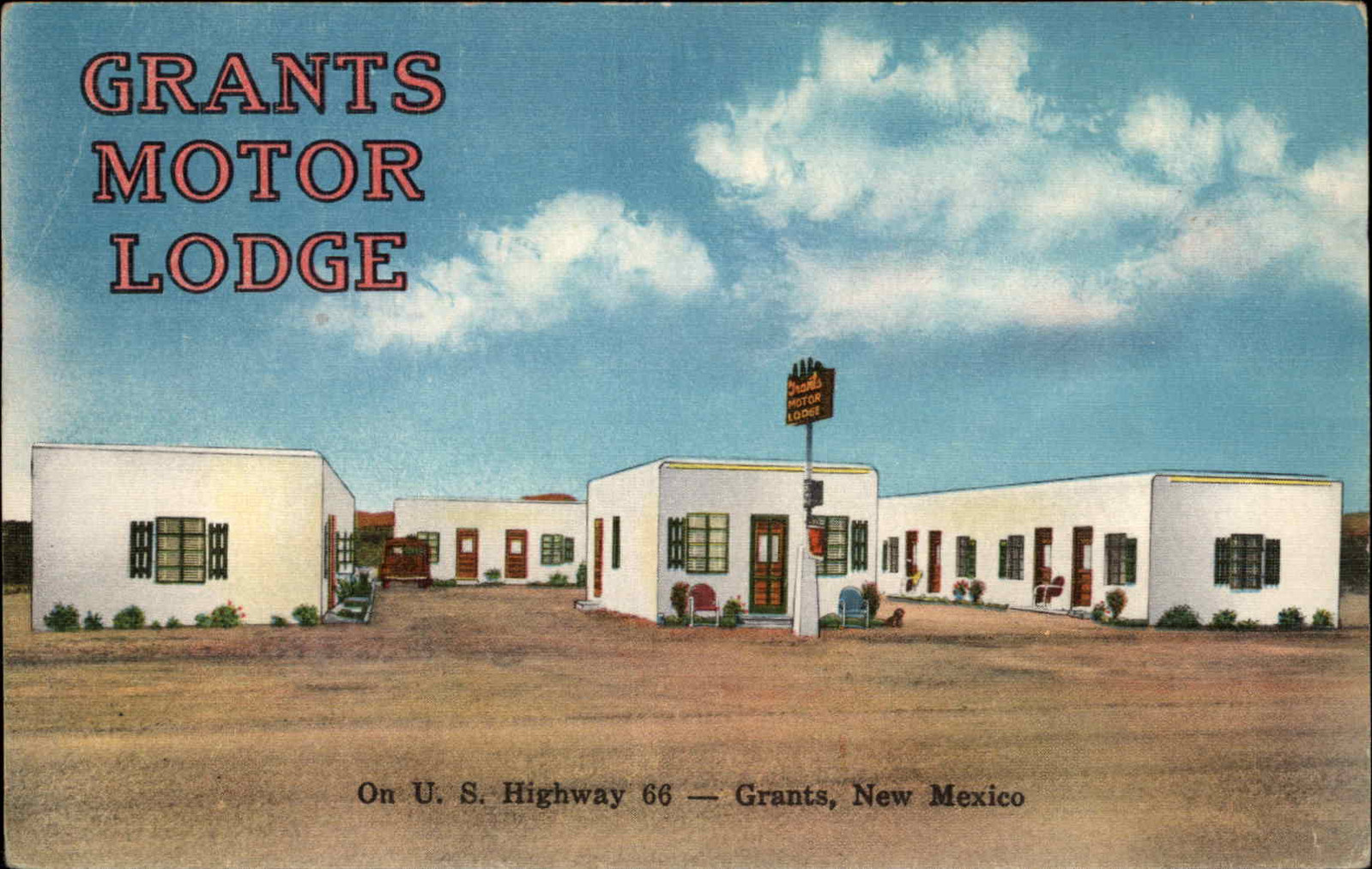 Grants New Mexico NM Grants Motor Lodge Hwy 66 1930s-40s Vintage Postcard