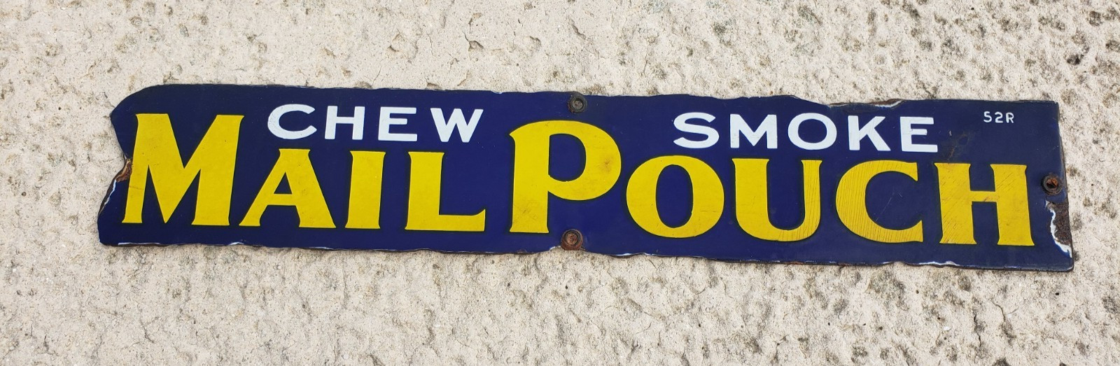 Vintage Pre-1940s Mail Pouch Tobacco Porcelain Sign Heavy Iron Chew Smoke 52R