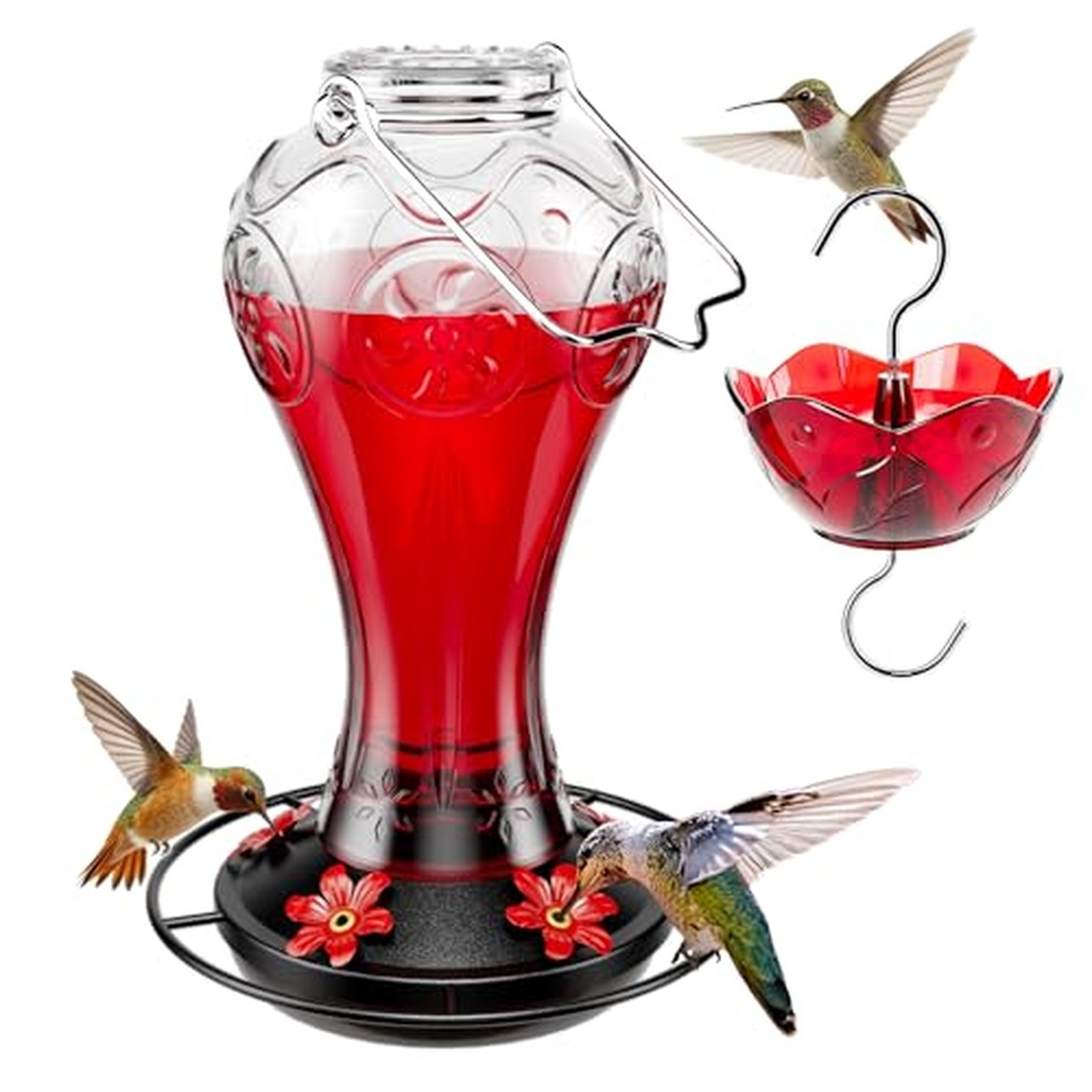 Birdream 23oz Glass Hummingbird Feeder for Outdoors, Durable Metal Base Clear Birdream 23oz Glass Hummingbird Feeder for Outdoors, Durable Metal Base Clear