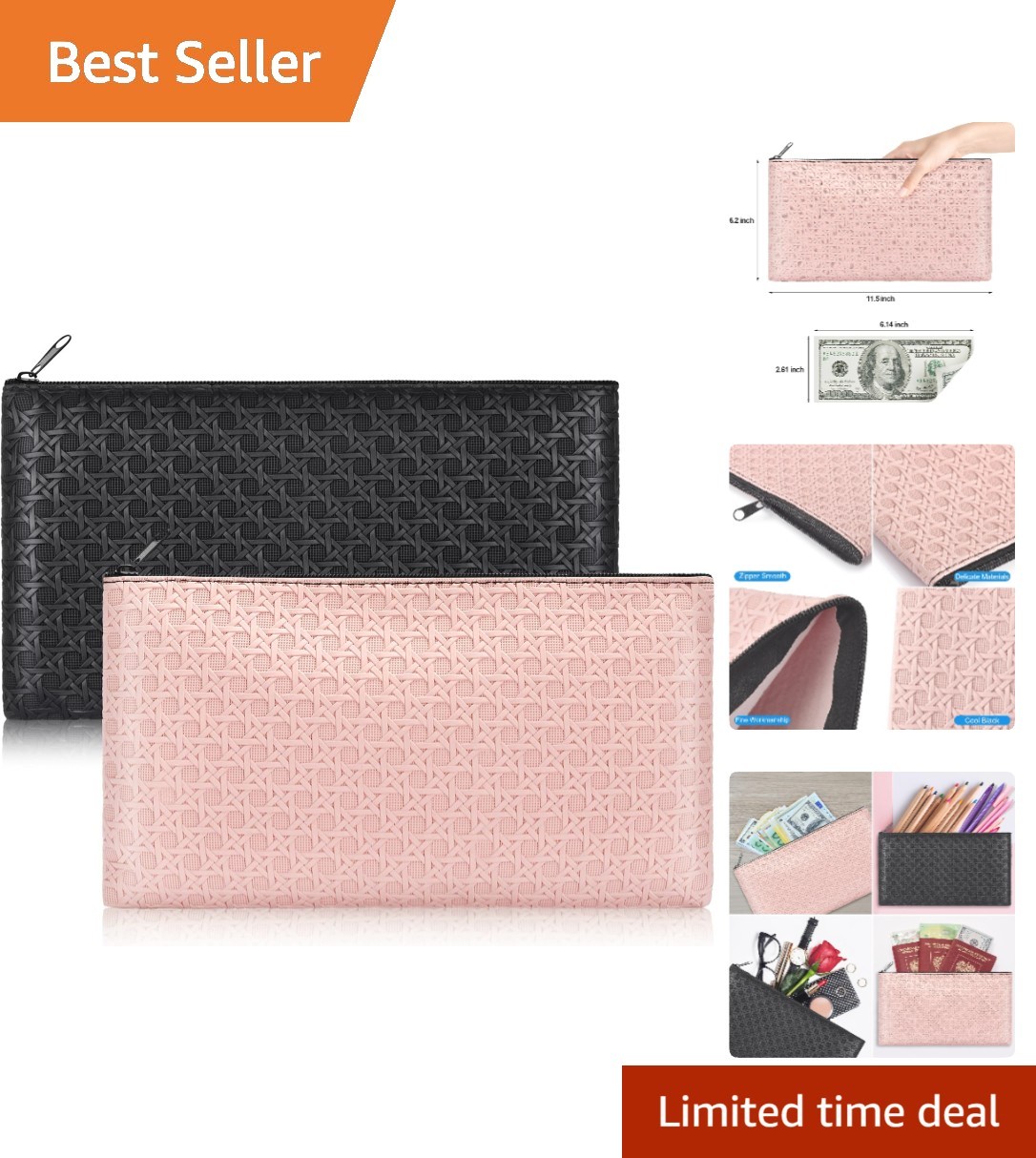 Durable 11x6 Inches 2-Pack Money Organizers - Stylish & Water-Resistant Storage