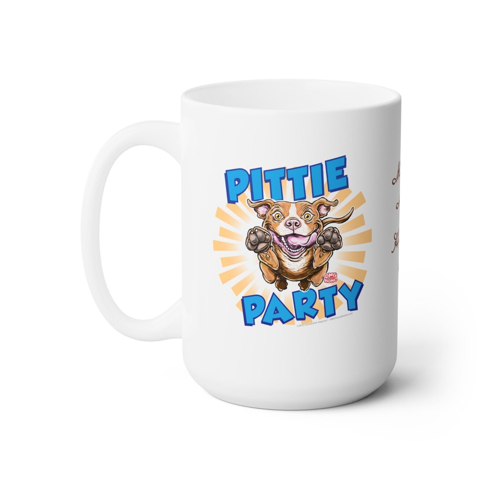 Mom's Mug Red Nose Pittie Party Cute Happy Pit Bull Puppy Dog Ceramic Mug 15oz