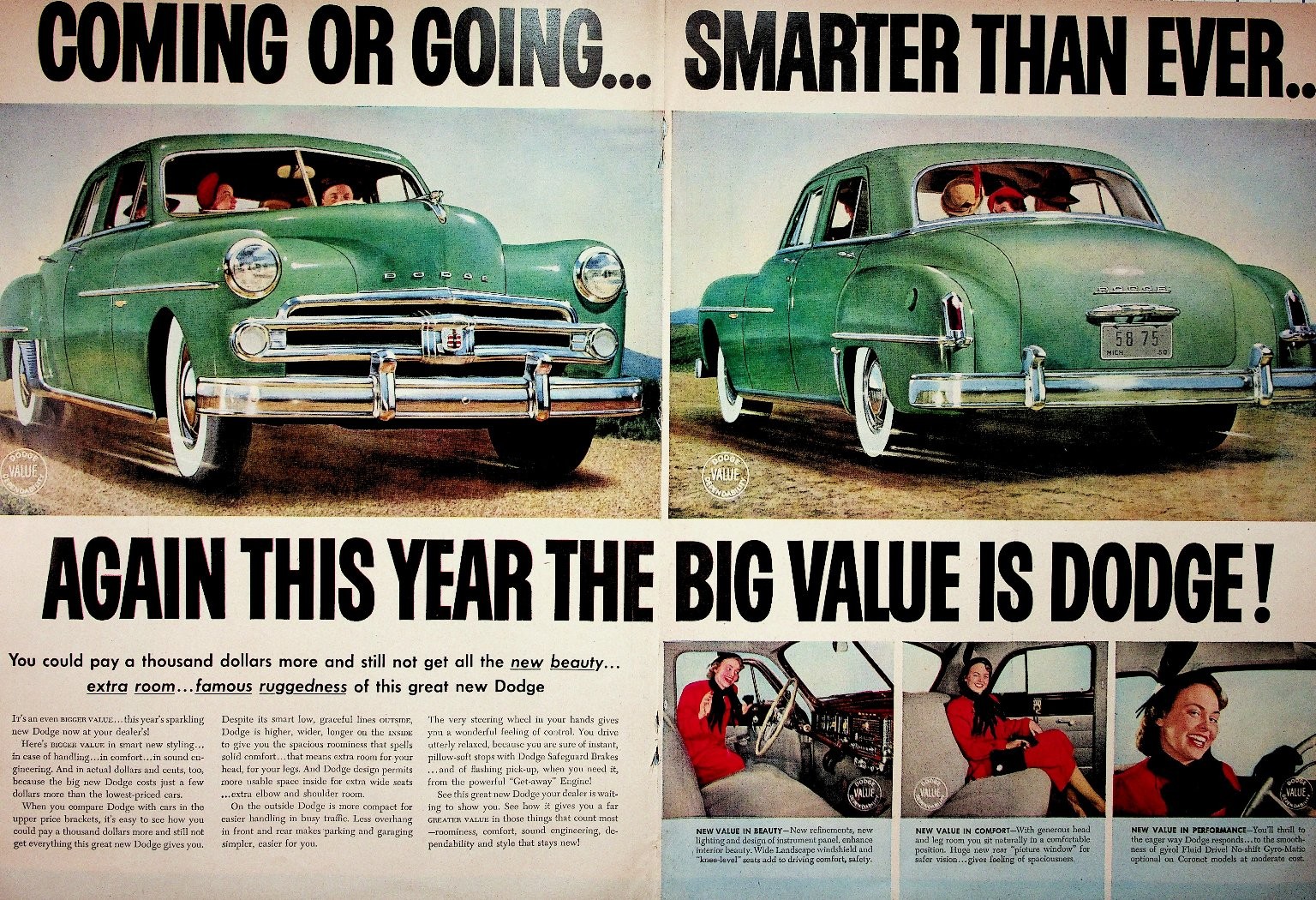 Original 1950 Dodge Car Sedan Magazine Ad Vintage Automobile Classic Original 1950 Dodge Car Sedan Magazine Ad Vintage Automobile Classic