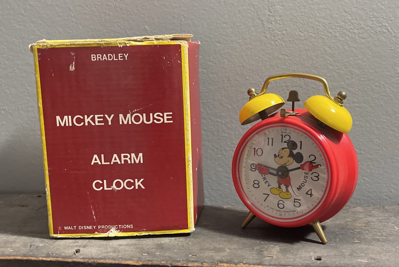 VTG Bradley Disney Mickey Mouse Wind Alarm Clock Two Bells Japan T6701 REPAIR