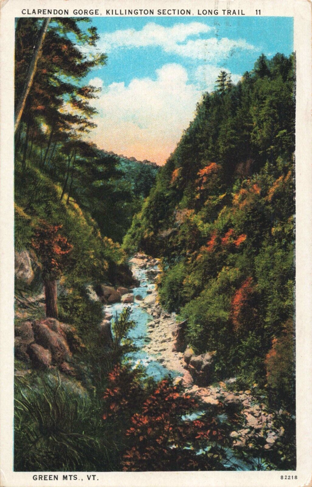 Green Mts. VT, Clarendon Gorge Killington Section, Vintage Postcard