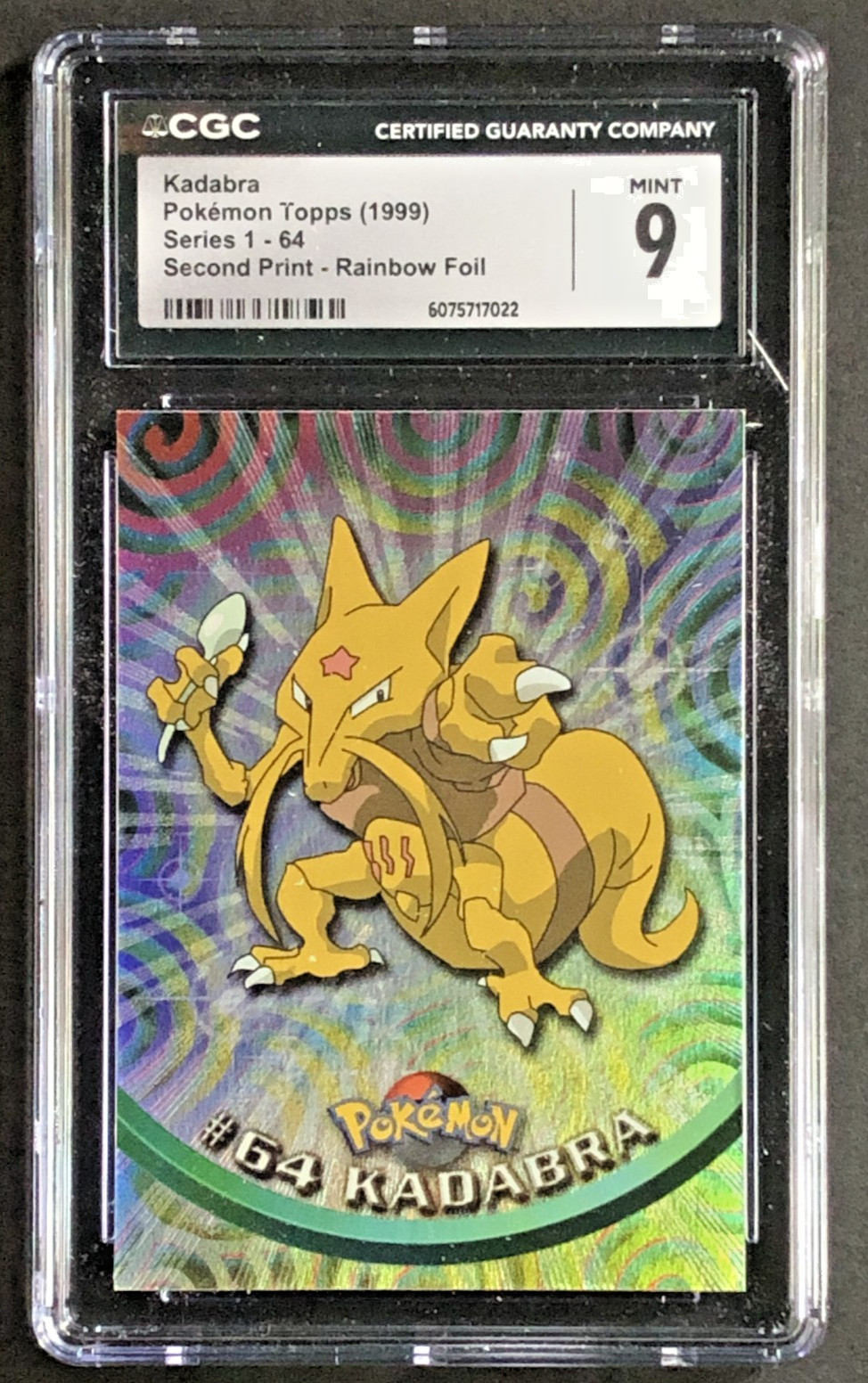 🌈 1999 CGC 9.0 Pokemon Topps Movie Edition: Kadabra #64, Rainbow Foil 1st Print