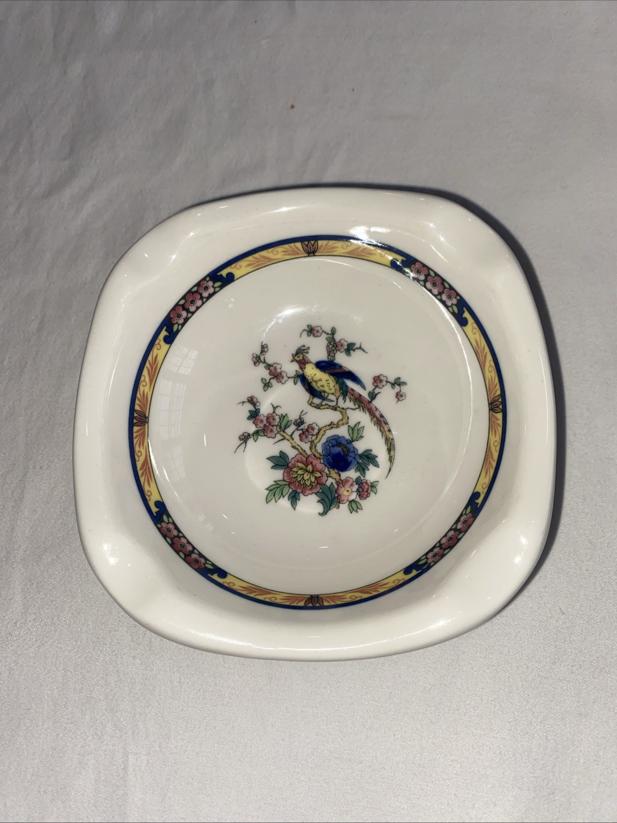 Vintage The Belvedere Hotel Ashtray Syracuse China U.S.A. Porcelain Bird - 4.25”