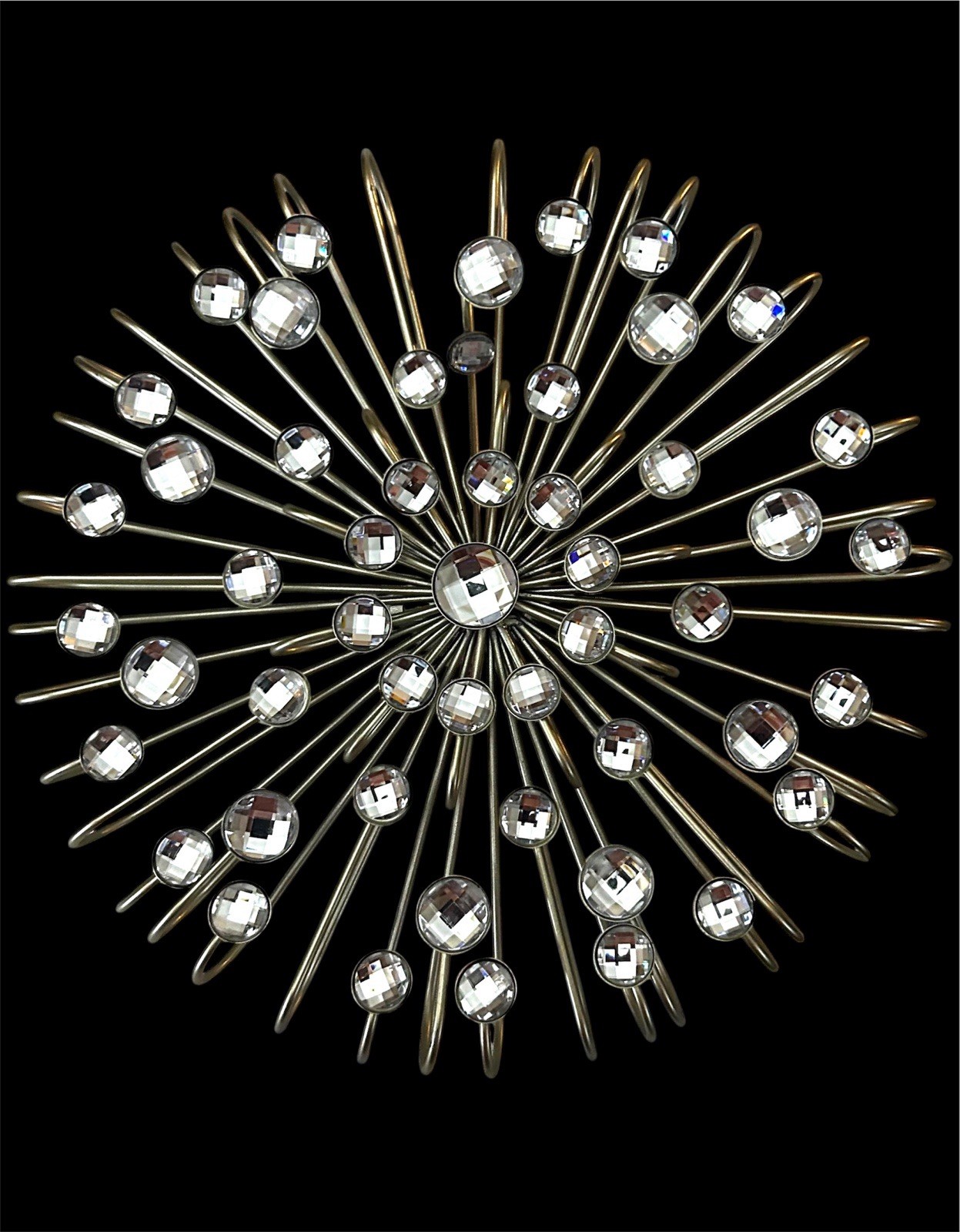 Vtg Mid Century Modern Metal Prisms Starburst Round Wall Sculpture Atomic 11”