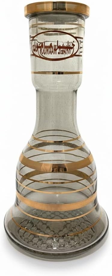 Khalil Mamoon Authentic 2-Level Large Glass Hookah Vase – Hand-Painted Gold Band