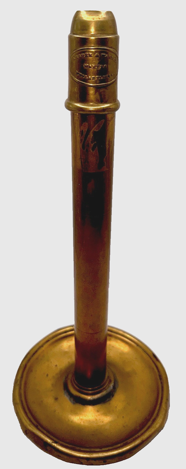Archer & Warner Philadelphia Spring-Loaded Candlestick Brass, Drip Catcher Base
