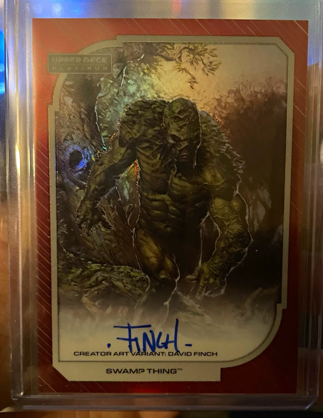 Upper Deck Platinum DC Swamp Thing #9 Creator Art Red Rainbow Auto David Finch