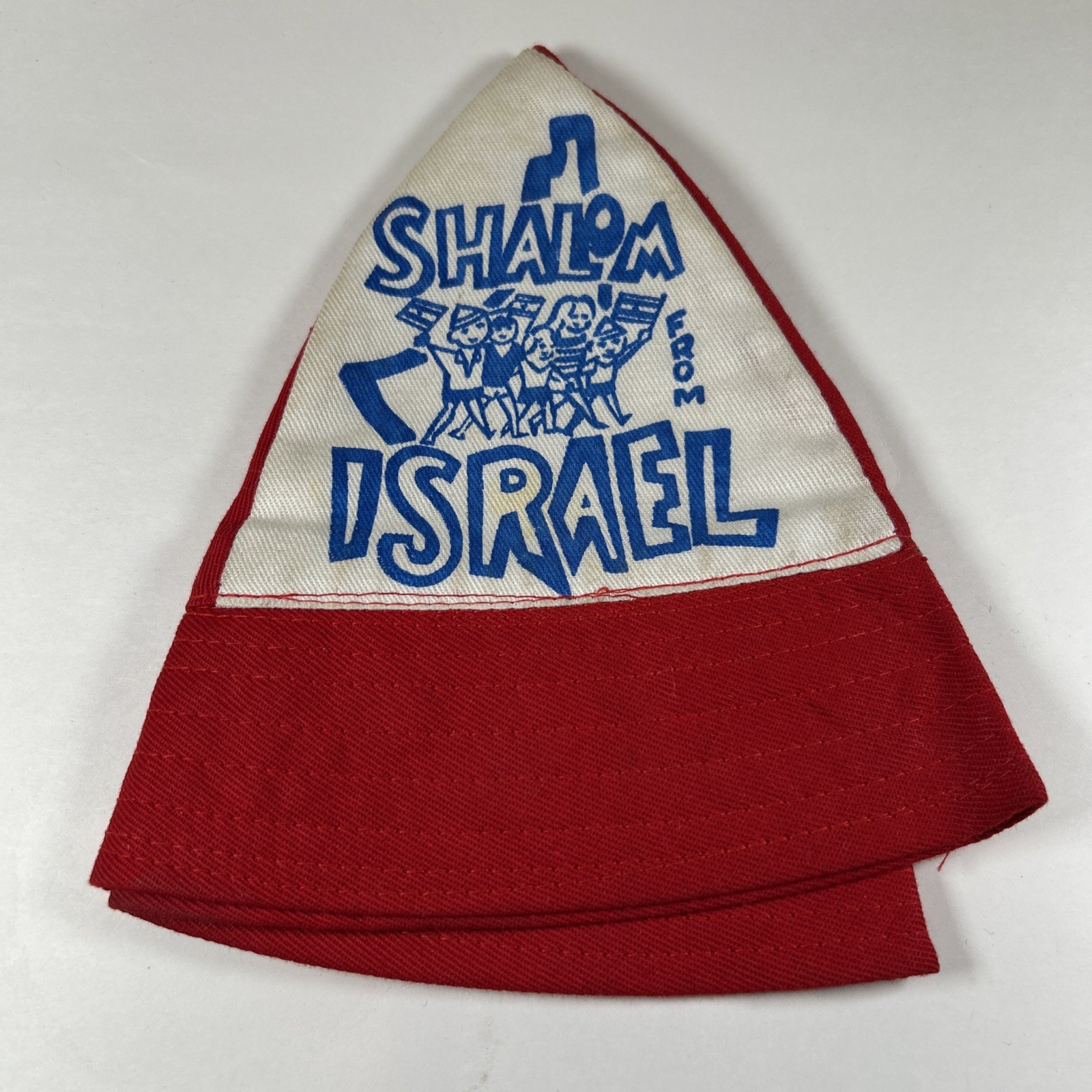 VINTAGE 1960S SRULIK ISRAEL HAT SHALOM ISRAEL CHARACTERS HOLDING ISRAELI FLAGS