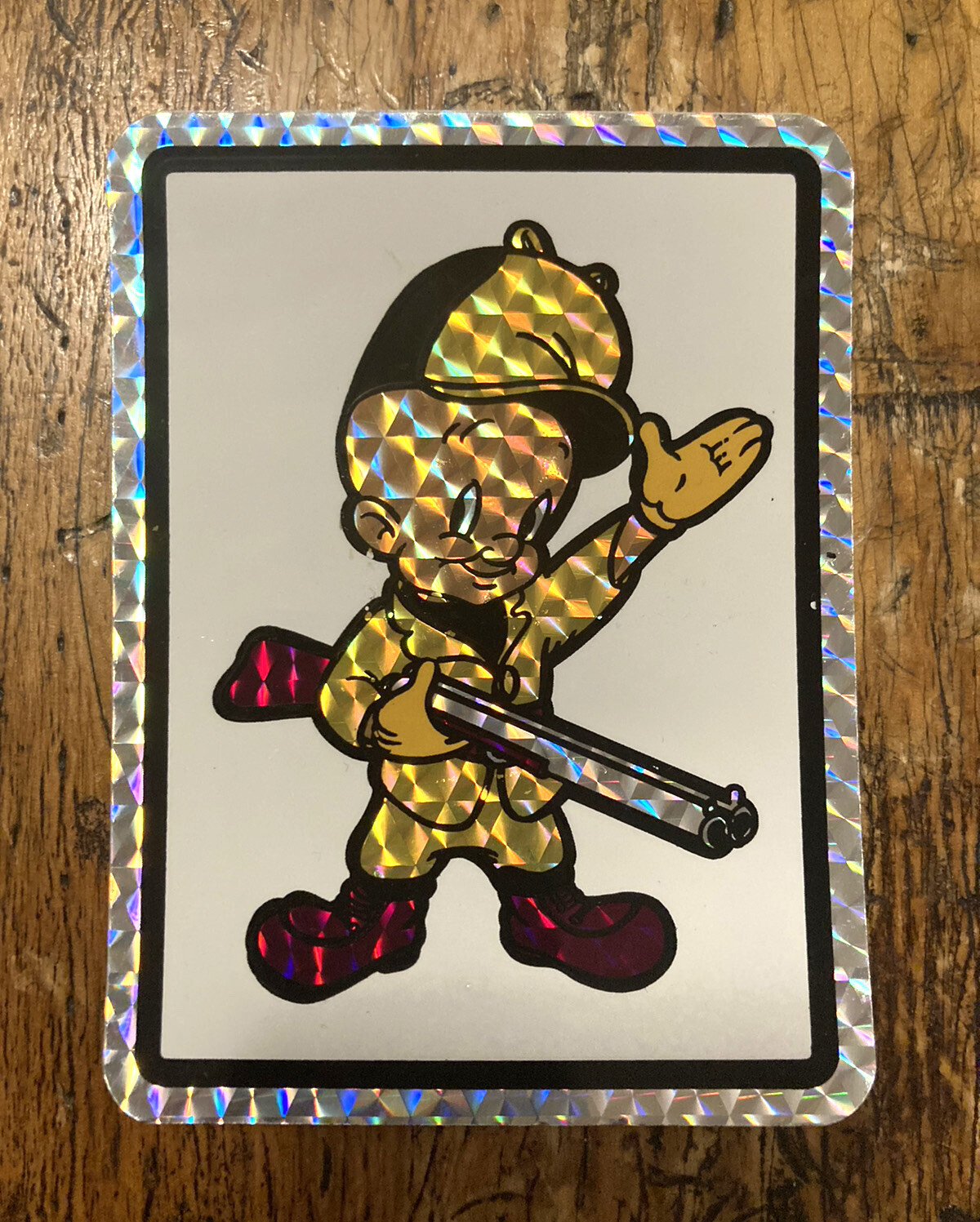 Vtg 1970s ELMER J. FUDD Looney Tunes RARE Vending Machine Prism Sticker 80s