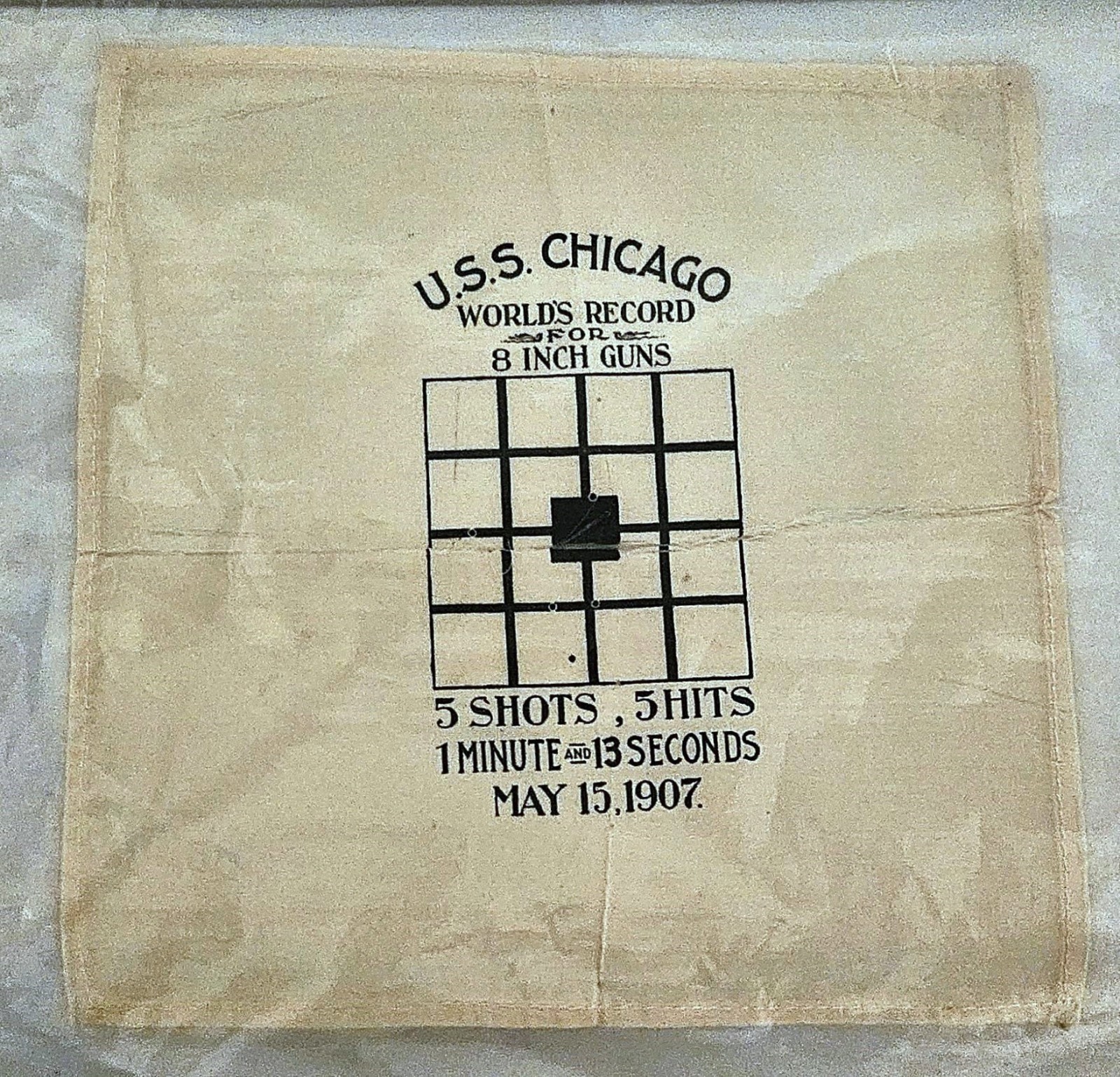 1907 USS Chicago Souvenir Silk Handkerchief