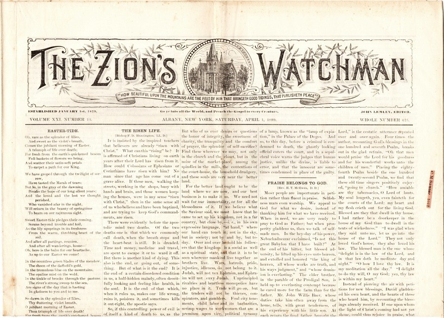 8 Issues Mostly 1899, The Zion\'s Watchman Broadsheet Gospel Paper, Albany, NY