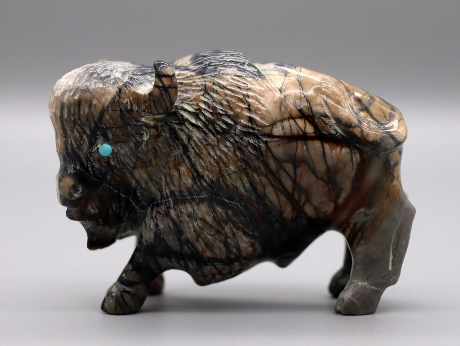 Clive Hustito Picasso Marble Zuni American Bison/Buffalo Fetish