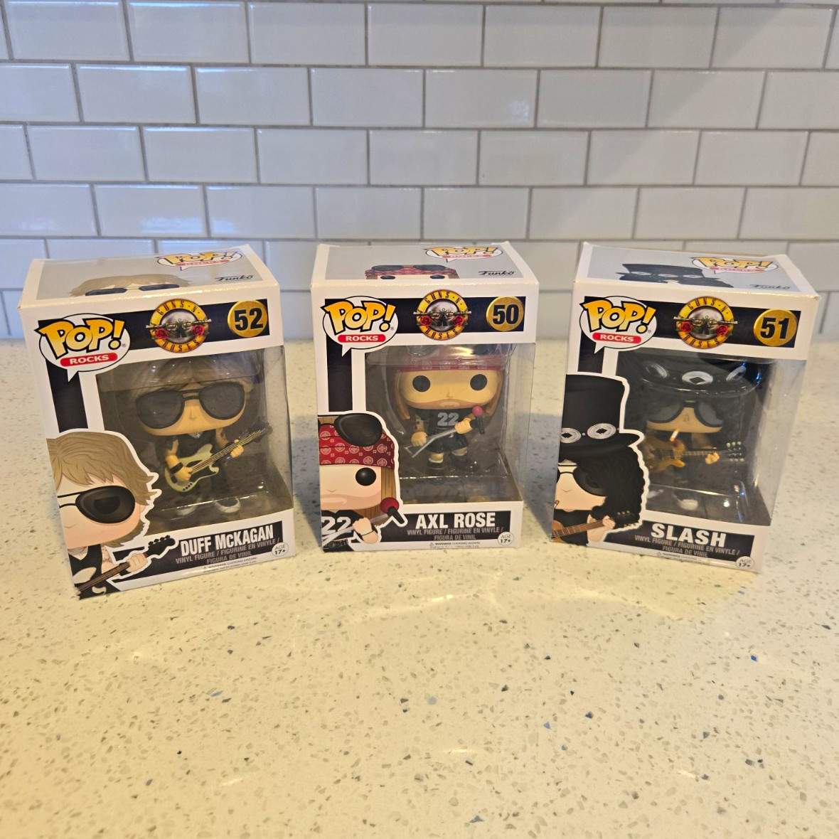 Funko Pop Rocks Guns N\' Roses Axl Slash Duff 3-Pack Vinyl Boxed #50-52