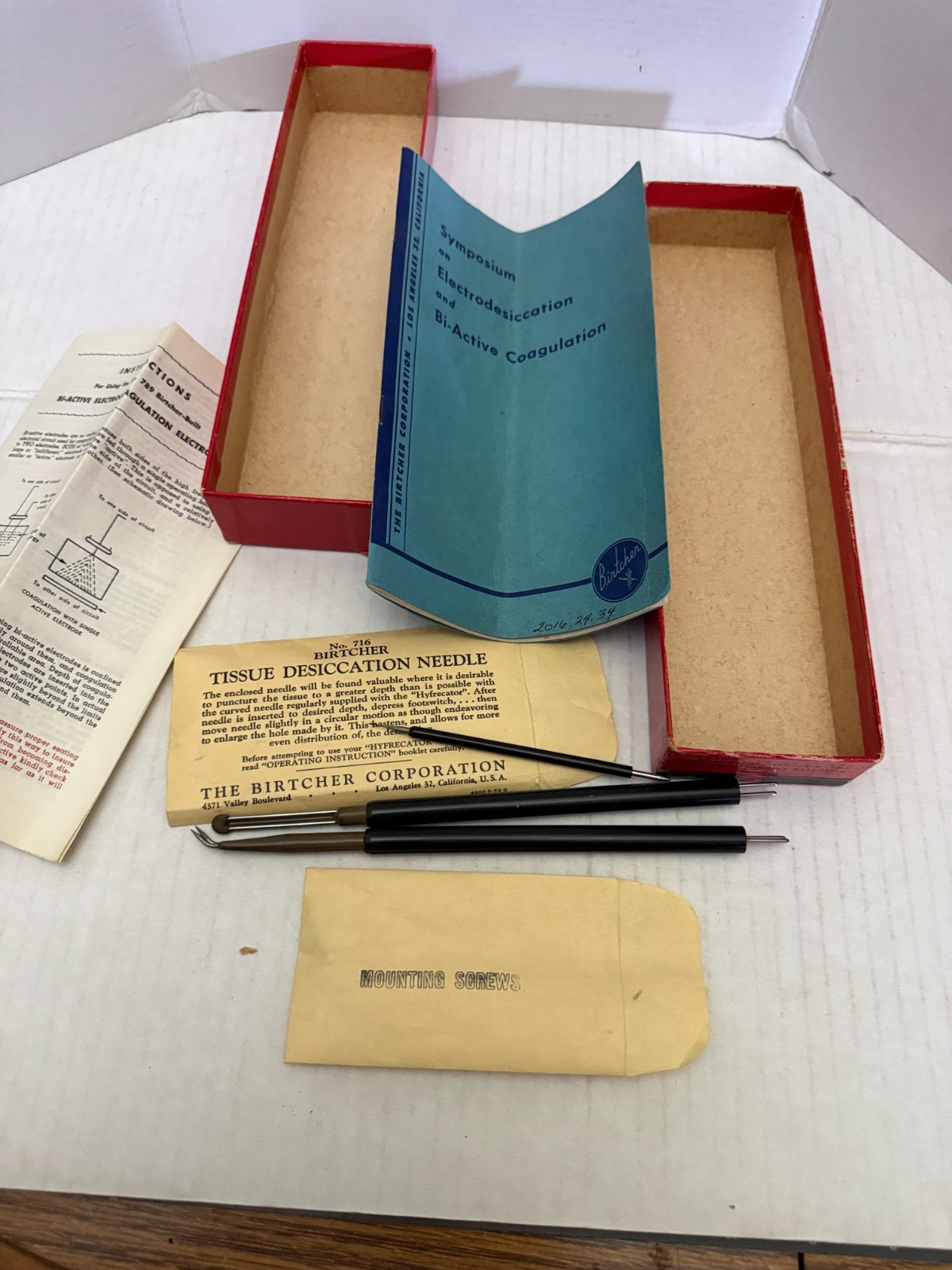 Vintage Birtcher Hyfrecator Electrodes and Bi-Active Coagulation Set With Box
