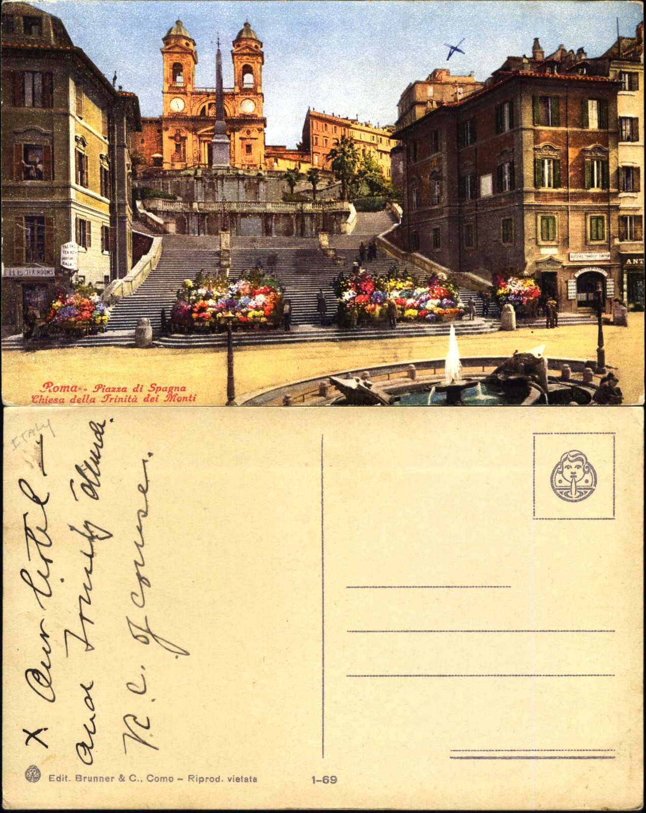 Rome Italy Roma Piazza di Spagna Chiesa della Trinita dei Monti postcard sku567