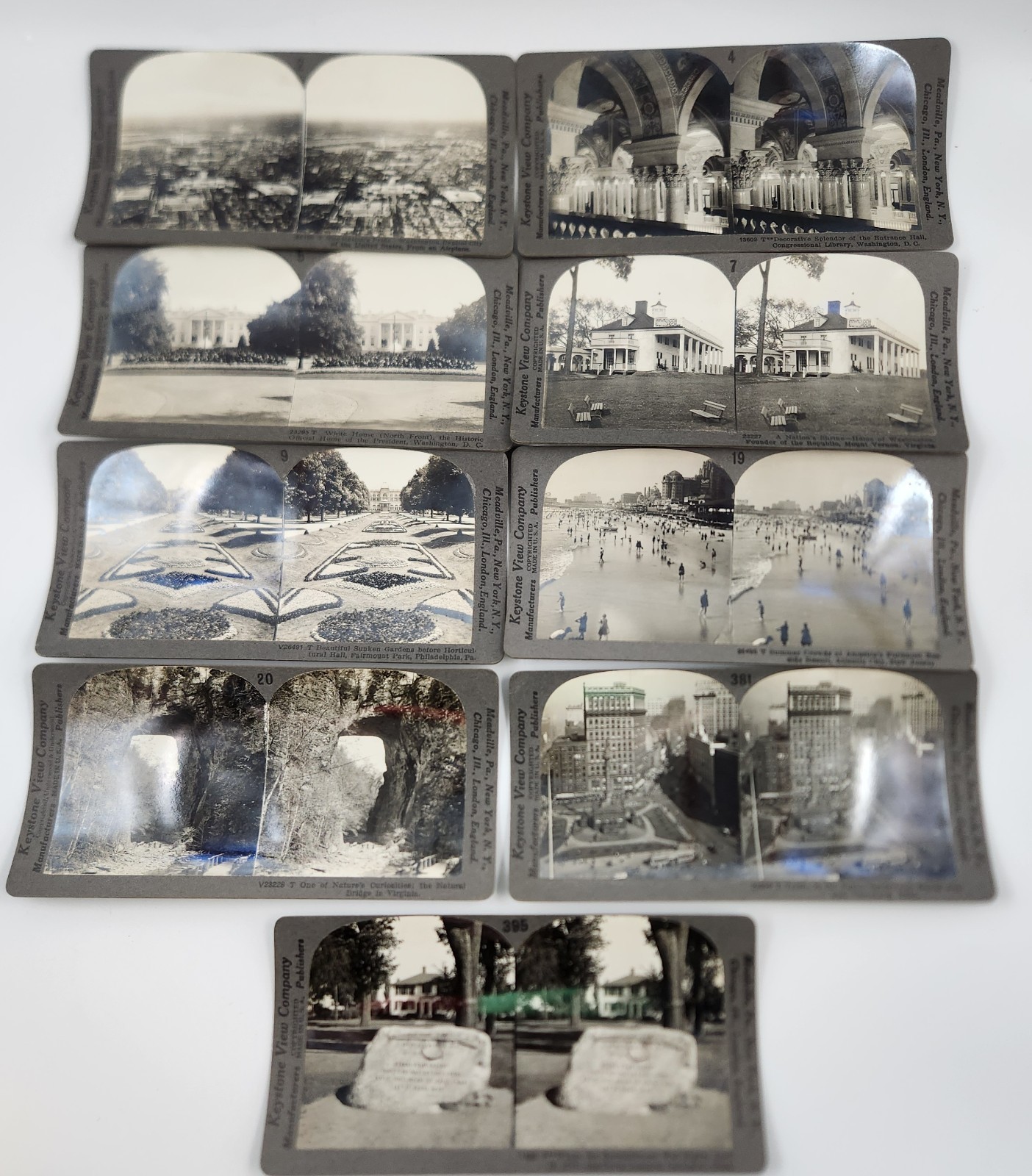 Lot 9 Keystone Stereoview Photo Cards Early 1900\'s Washington DC PA NJ VA OH #16
