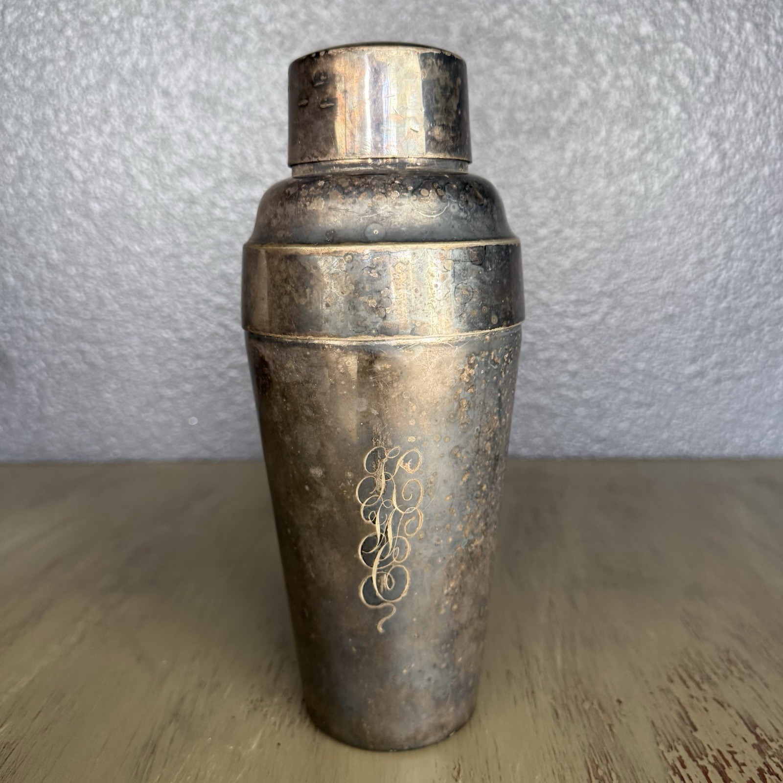 Vintage 1930s Gorham EP Silver Plate Cocktail Shaker 026 Monogram Art Deco As-Is