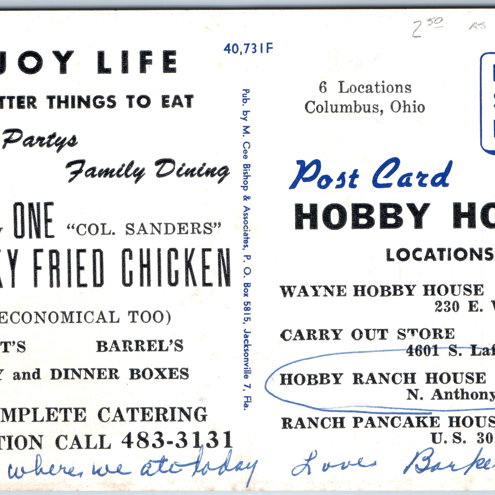 c1960s Columbus, OH Hobby Ranch House Kentucky Fried Chicken KFC Restaurant A378