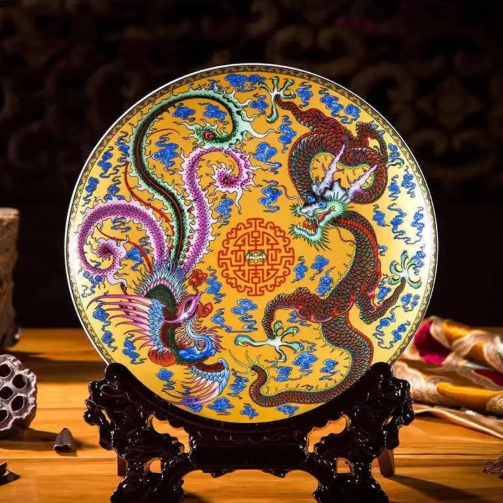  Jingdezhen Ceramic Plate 26cm 10.0in Chinese Style Traditional Decorative Panel