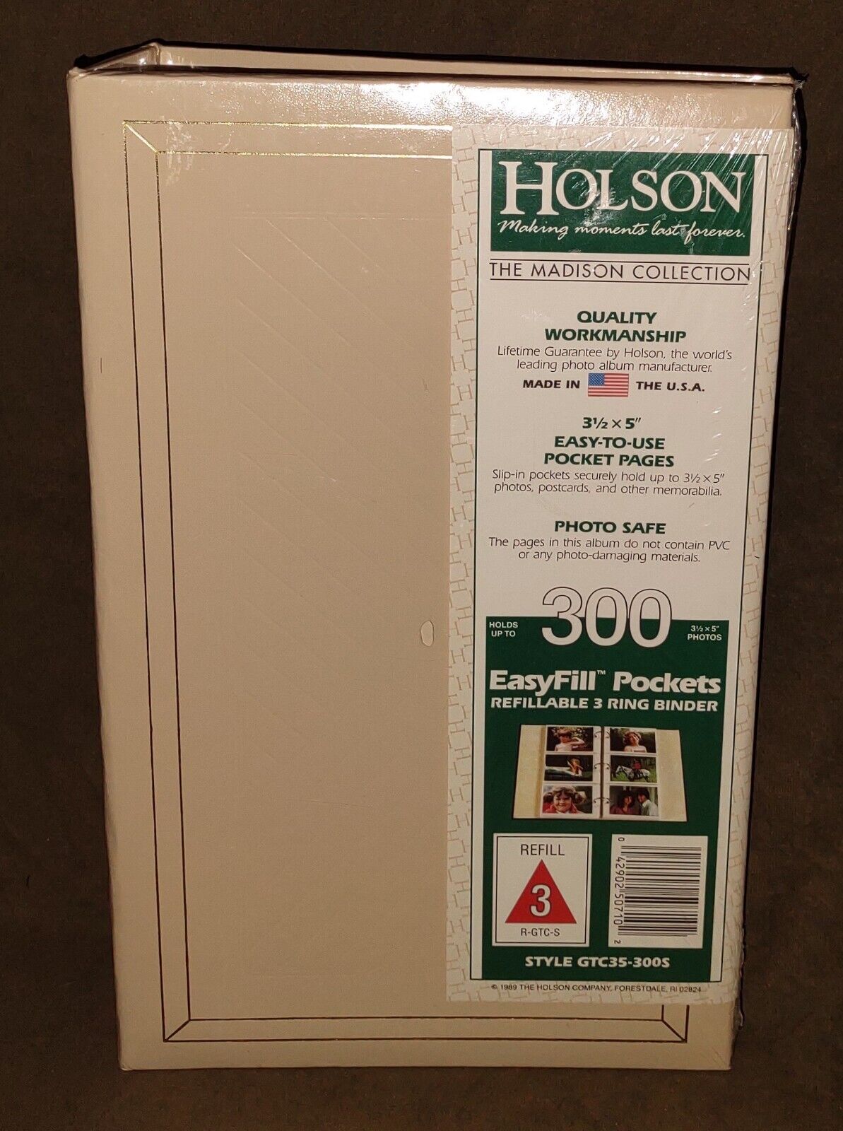Vintage 1989 Holson Photo Album Holds 300 Pictures Pocket Pages Ring Binder NOS