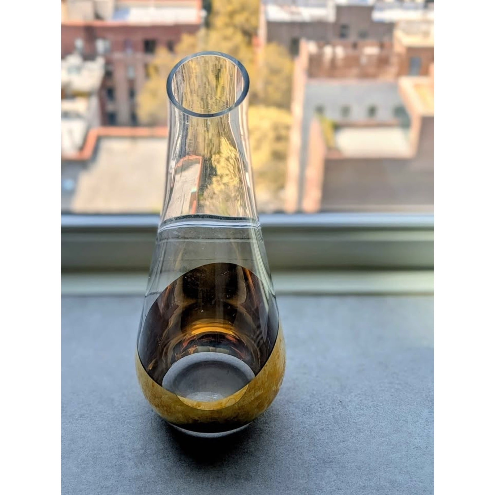Amber Glass Decorative Vase – Modern Sculptural 13”