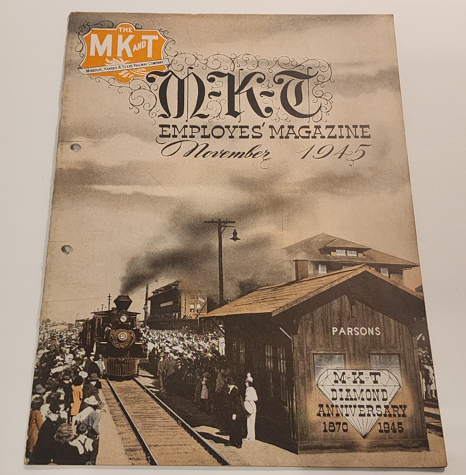 Nov 1945 MKT Katy Employes Magazine Parsons Kansas Steam Train Railroad