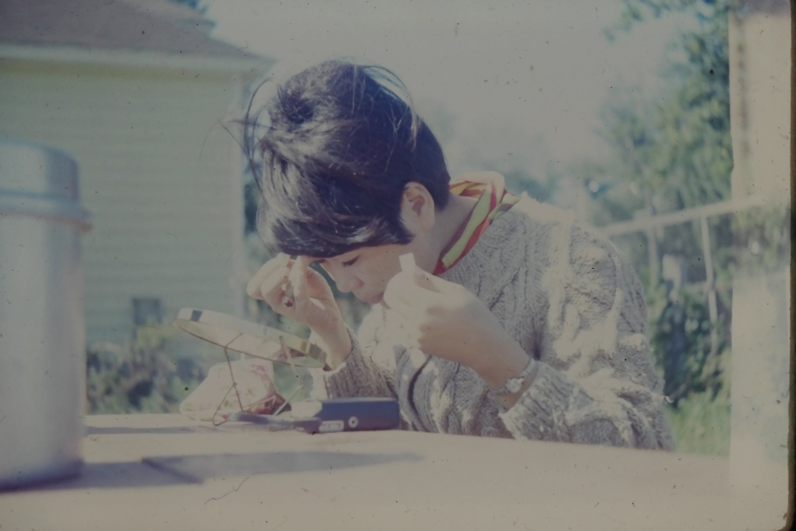 c1960\'s Ektachrome 35mm Slide, Asian Woman Applying Makeup Mirror House c1960\'s Ektachrome 35mm Slide, Asian Woman Applying Makeup Mirror House