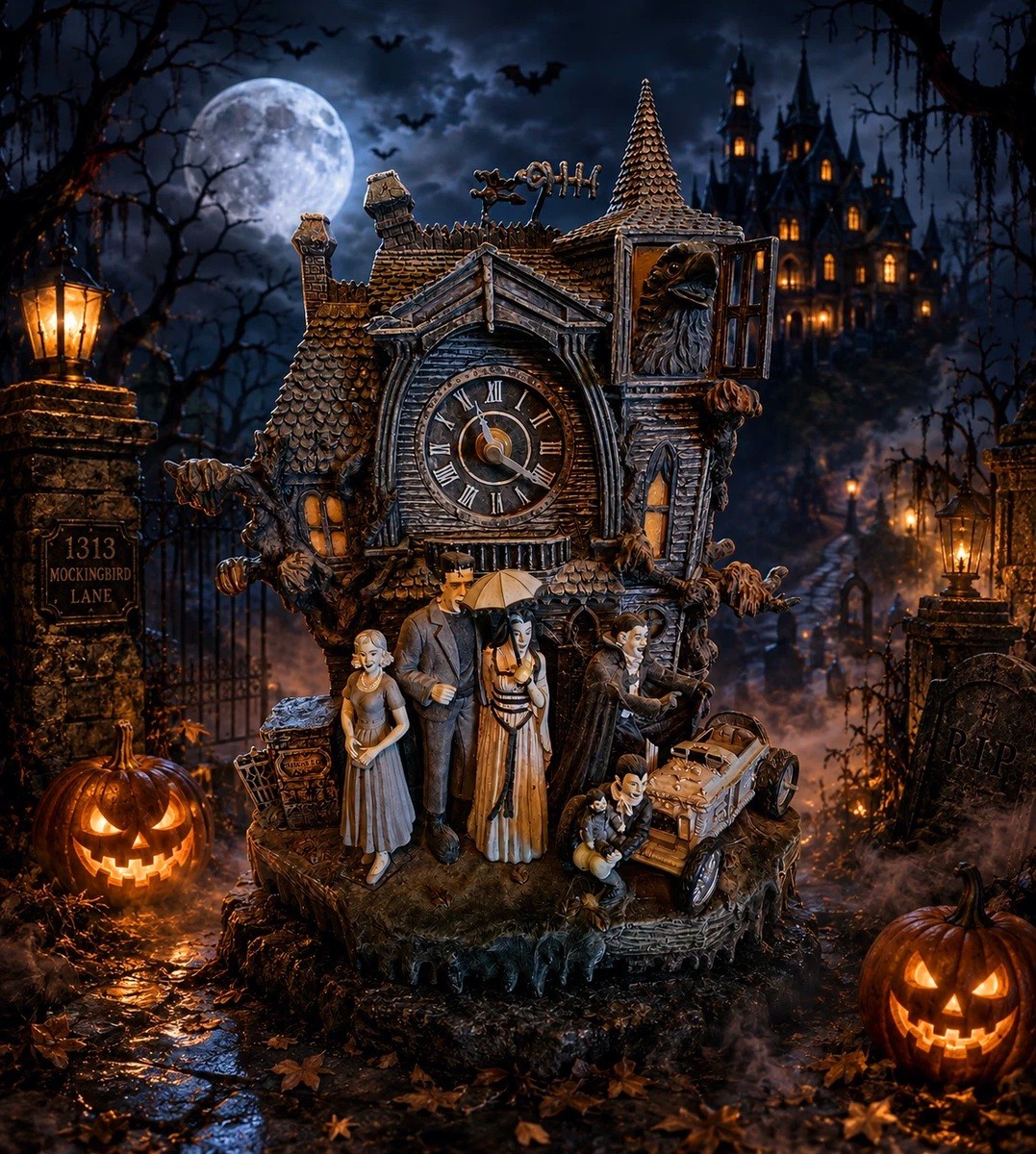 The Munsters Cuckoo Clock by The Bradford Exchange Limited Edition. Rare collect The Munsters Cuckoo Clock by The Bradford Exchange Limited Edition. Rare collect