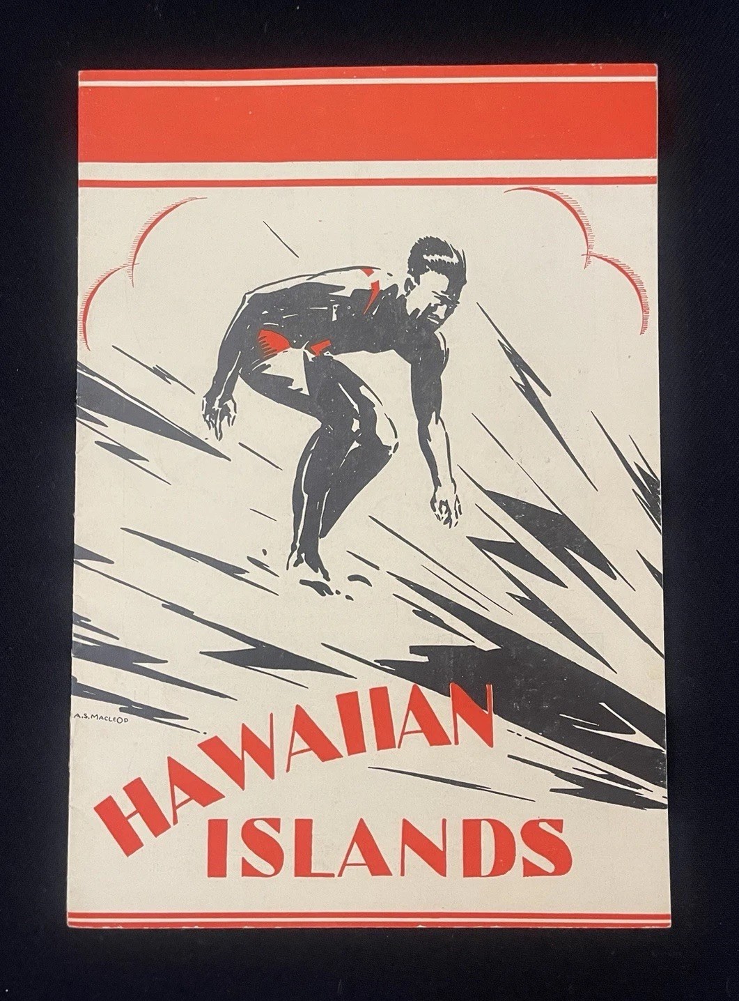 Vintage “HAWAIIAN ISLANDS” Travel Brochure A.S. Macleod Surfer Cover Art Hawaii