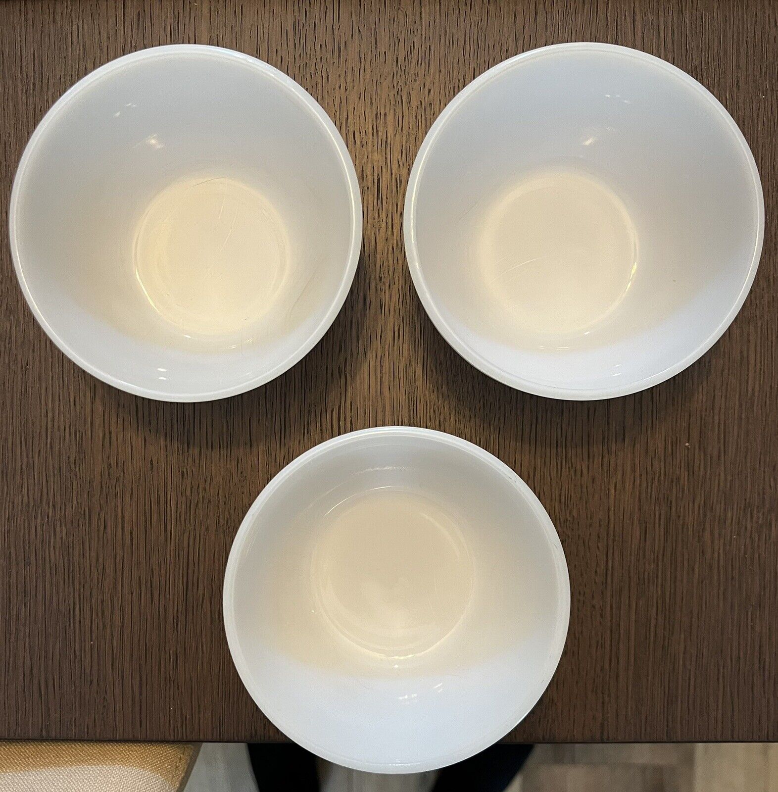 Set of Three Vintage Federal Milk Glass Bowls