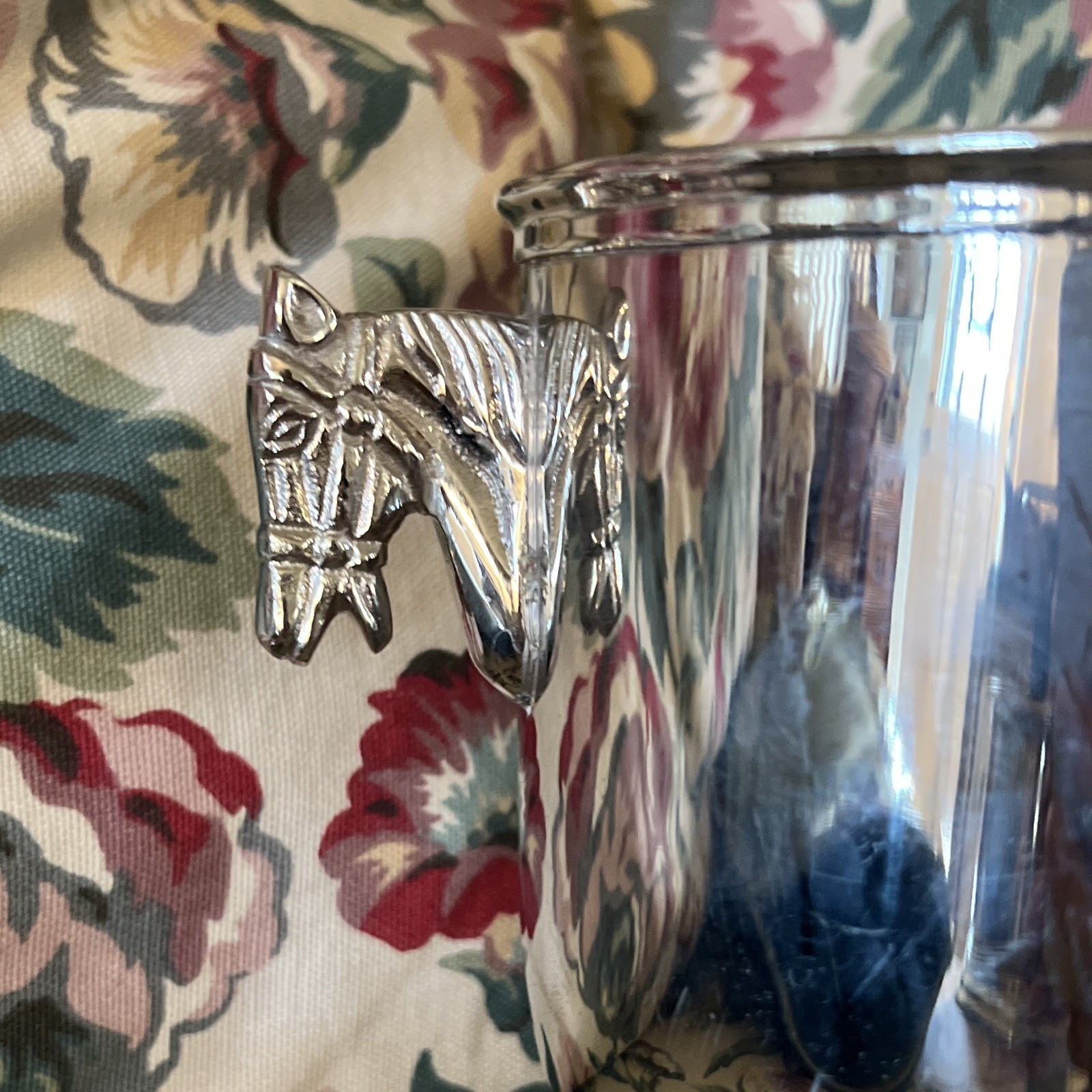 Vintage Two's Company Thoroughbred Horse Handles Ice Bucket Wine Chill (no Lid)