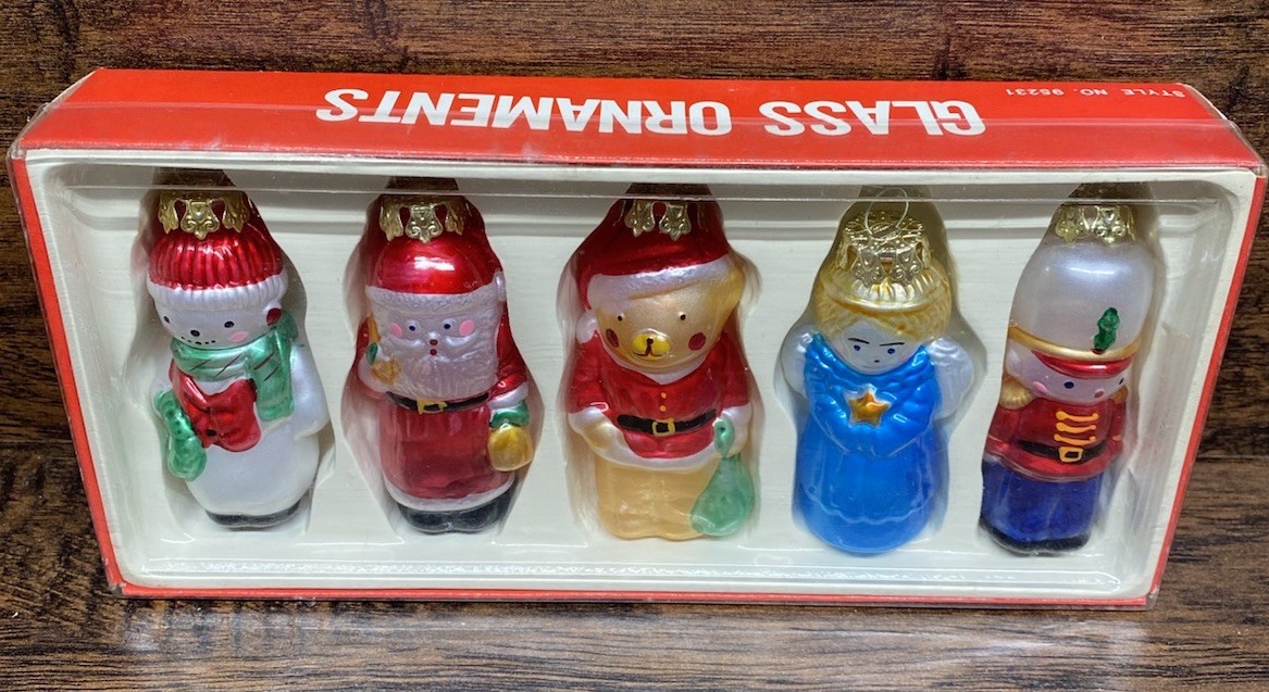 Vintage Silvestri Blown Glass Ornaments Set of 5 NOS Boxed #95231