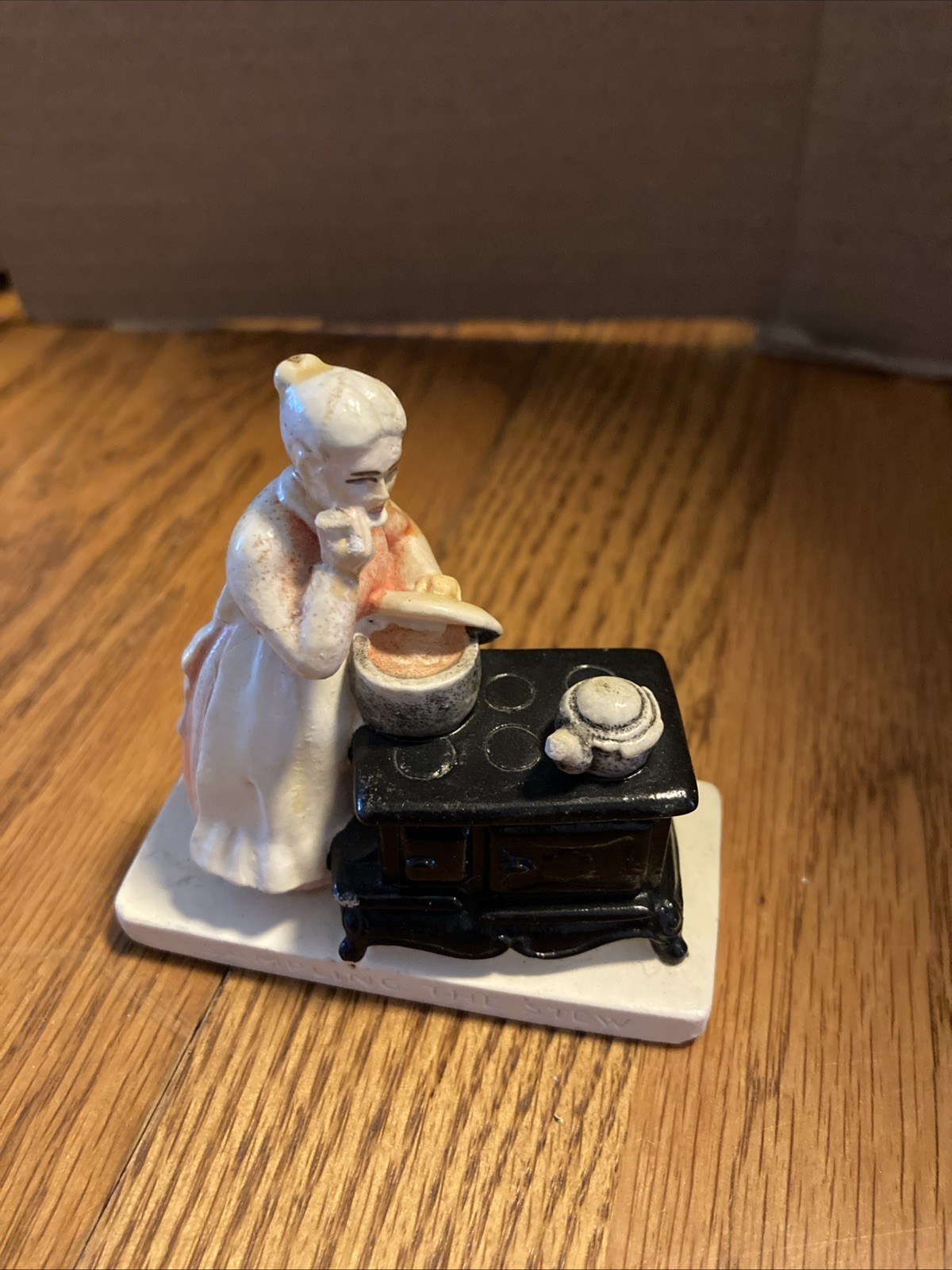 Sebastian Miniature SAMPLING THE STEW Kitchen Cooking SIGNED