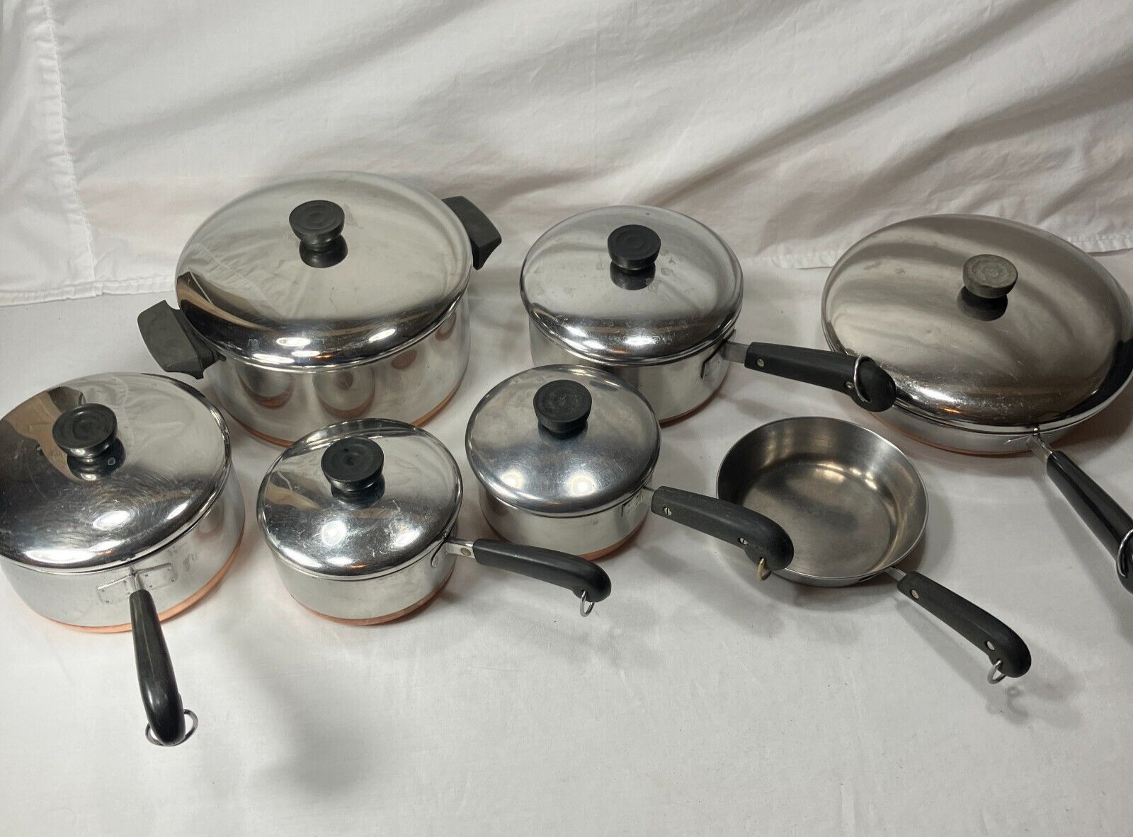 Revere Ware 1801 Copper Bottom Cookware Lot Of 13 Piece Pots Pans Clinton Illi