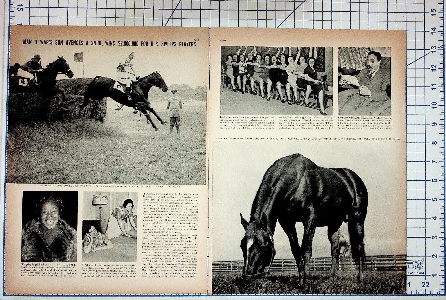 1938 Battleship Man o\' War Son Belmont Park Grand National Magazine Page