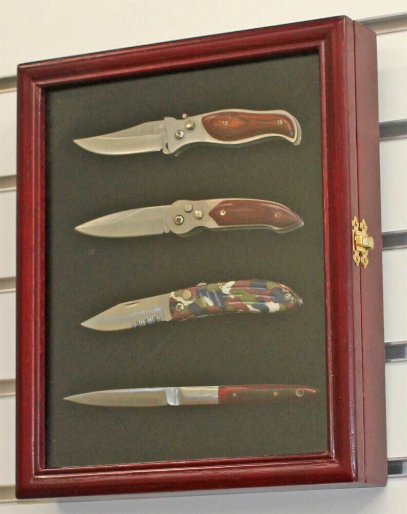 Small Knife Shadow Box / Display Case with glass door, Wall Mountable, KC02-CHE