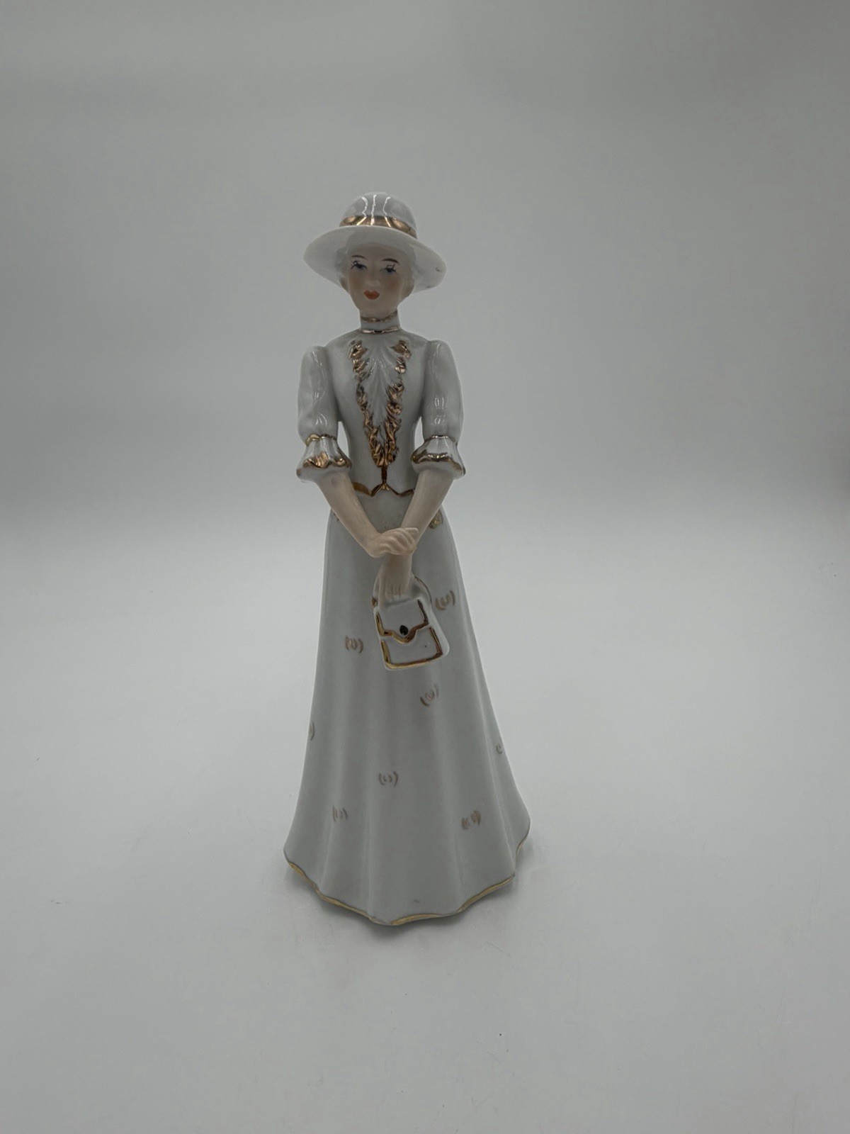 Vtg Piero Elegant Lady w/ Purse- Gold Trimmed Porcelain Figurine *SEE PHOTOS*