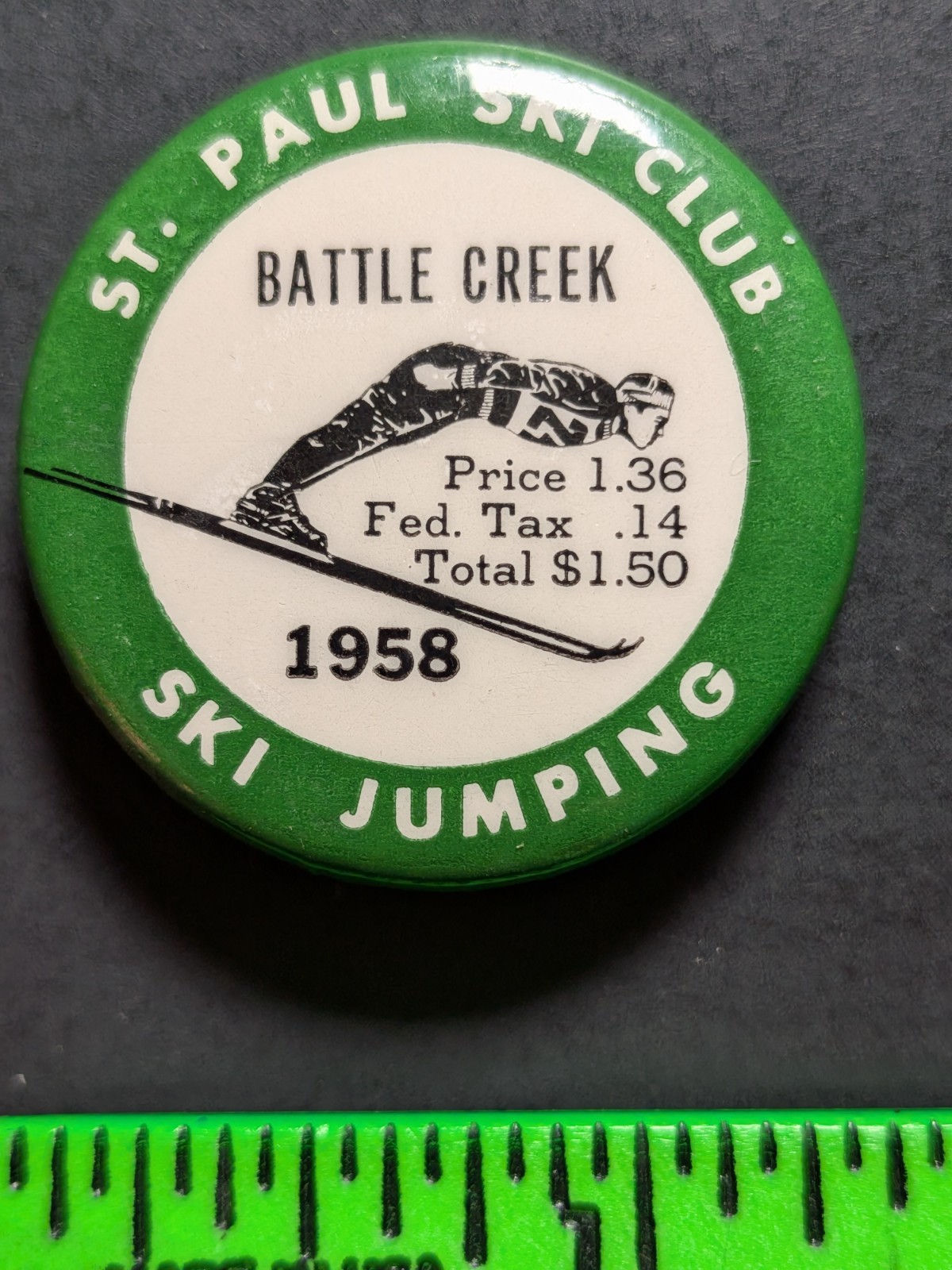 Vintage 1958 St Paul Minnesota Ski Jumping Pinback Pin