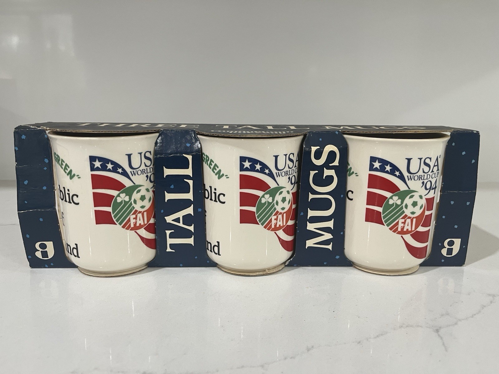 Vintage USA World Cup 1994 Republic Of Ireland Mugs Set Carrigdhoun Pottery NEW