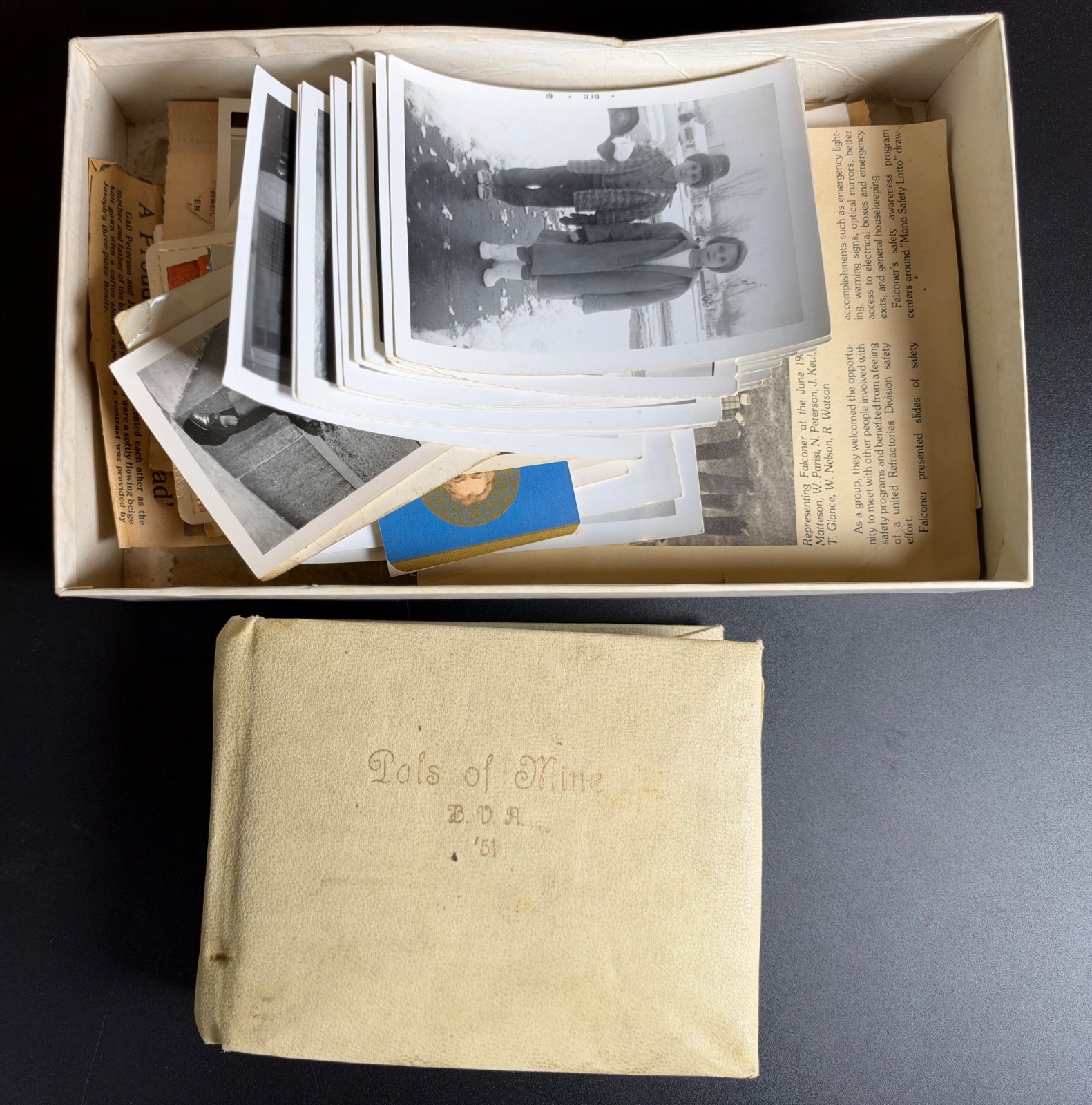 Small 1951 Photo album plus box of photos Small 1951 Photo album plus box of photos