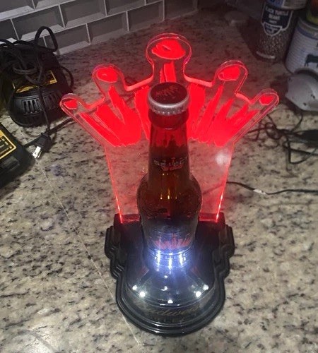 Budweiser Select Lighted Bottle Display Sign w/ Base Black led lights