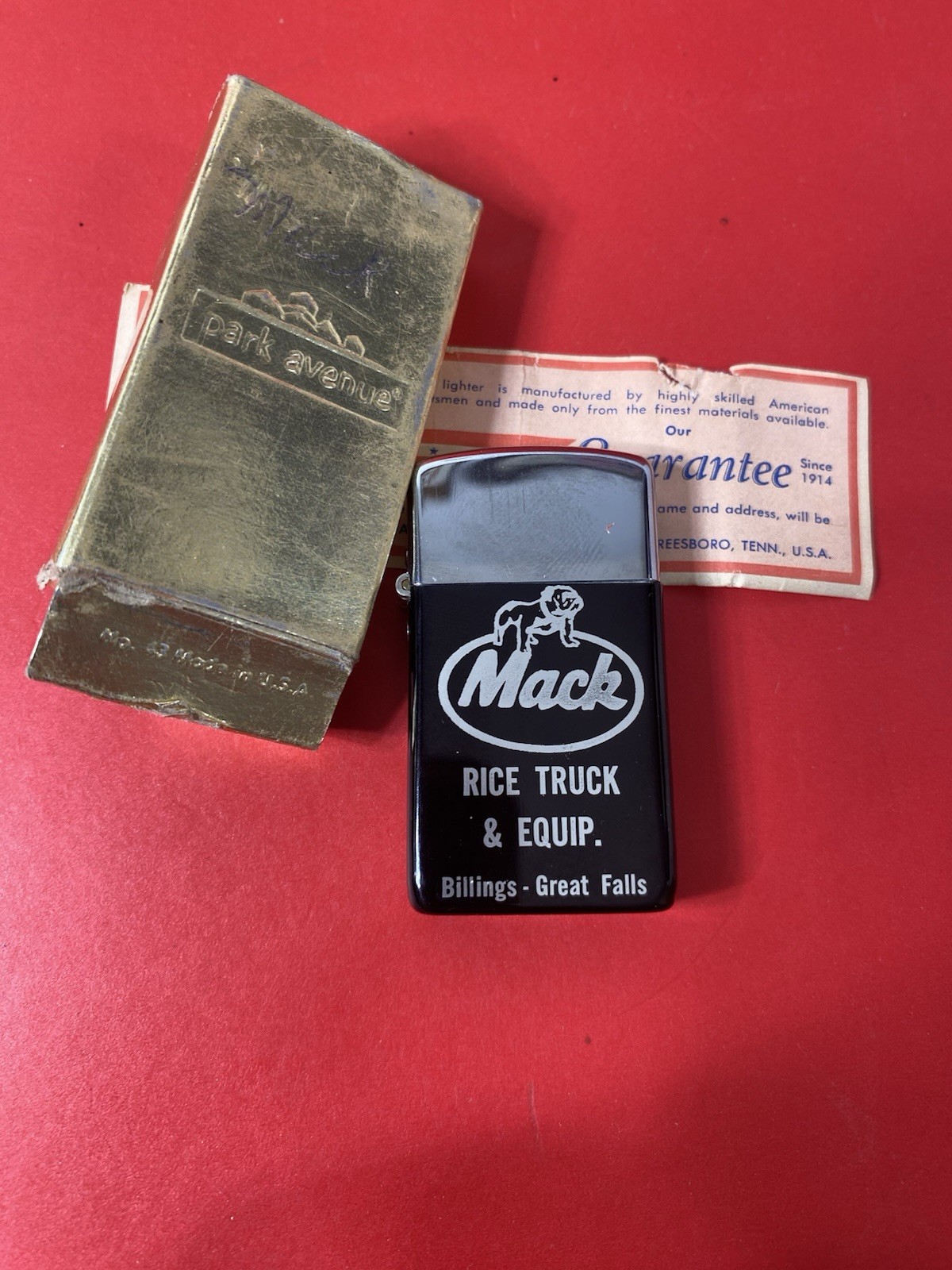Park Avenue Mack Rice Truck Equip Billings Great Falls Lighter Unfired Vintage