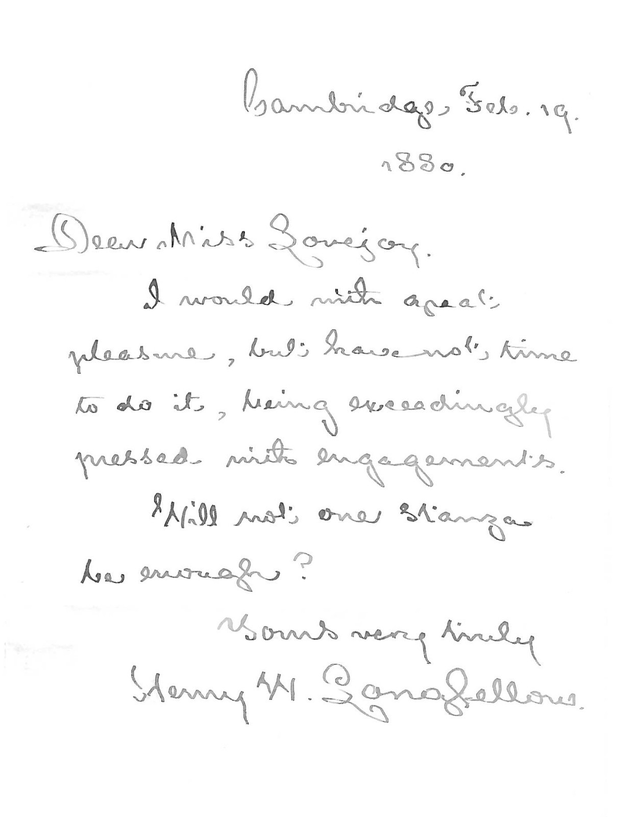 Henry W. Longfellow, One Of America\'s Most Celebrated Poets, Writes Well Wisher