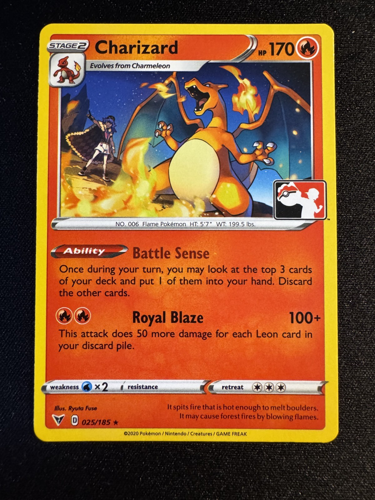 Pokémon TCG Charizard 025/185 Vivid Voltage Play Pokemon Stamp Prize Pack NM